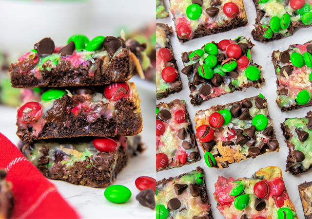 collage of magic bars stacked and others laid out