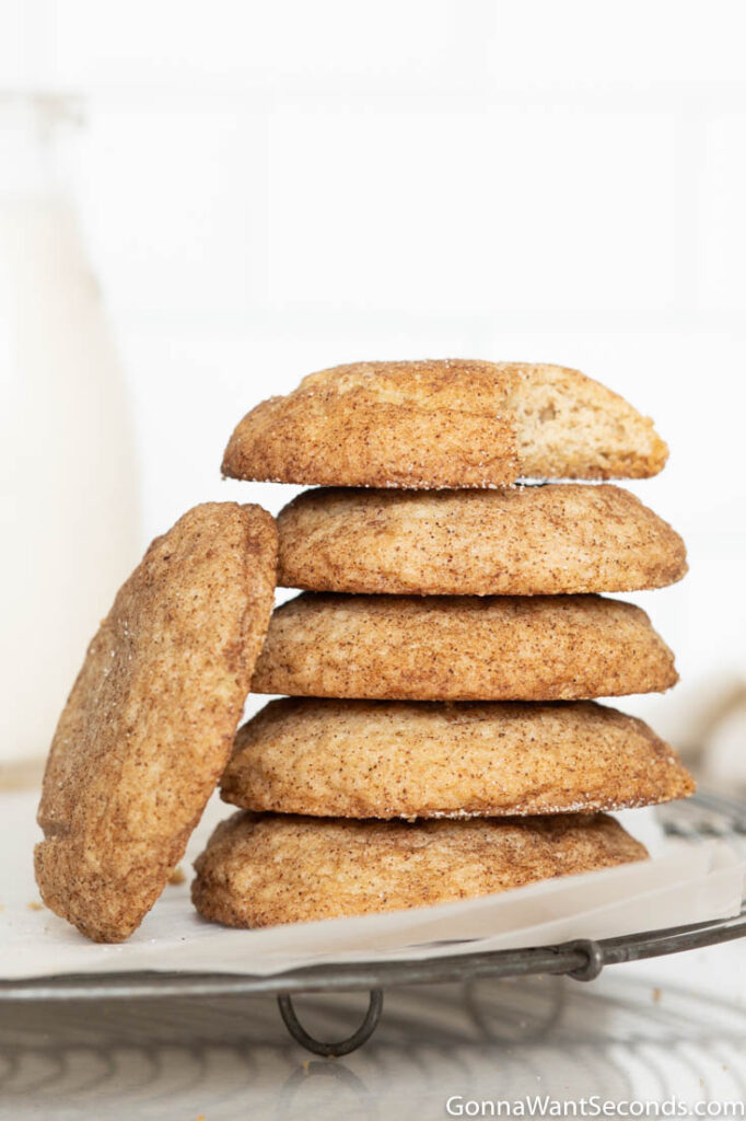 stack of cinnamon sugar cookies on plate 