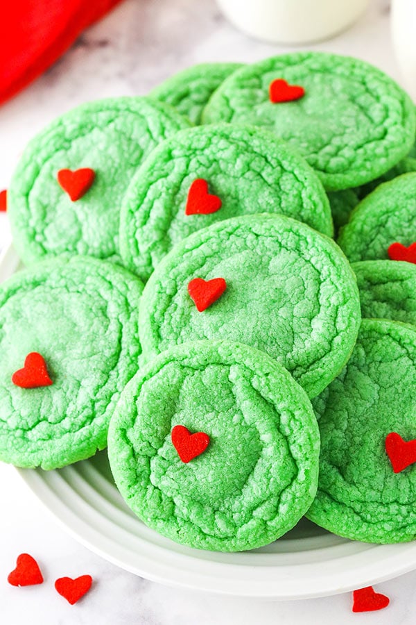 plate of Grinch cookies 