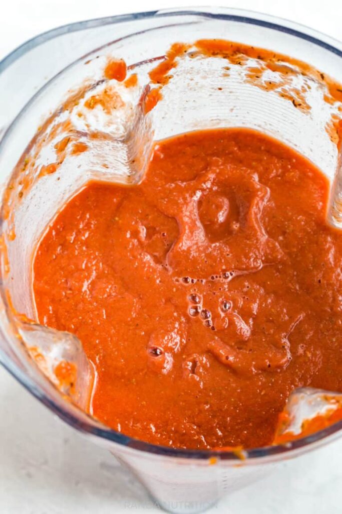 blender marinara overhead shot