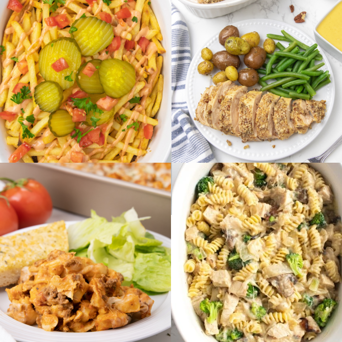 collage of casseroles 