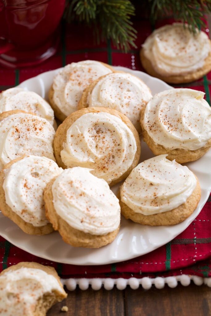 eggnog cookies on a plate 