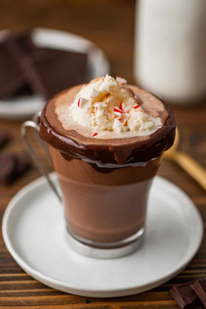 hot chocolate float on a plate 