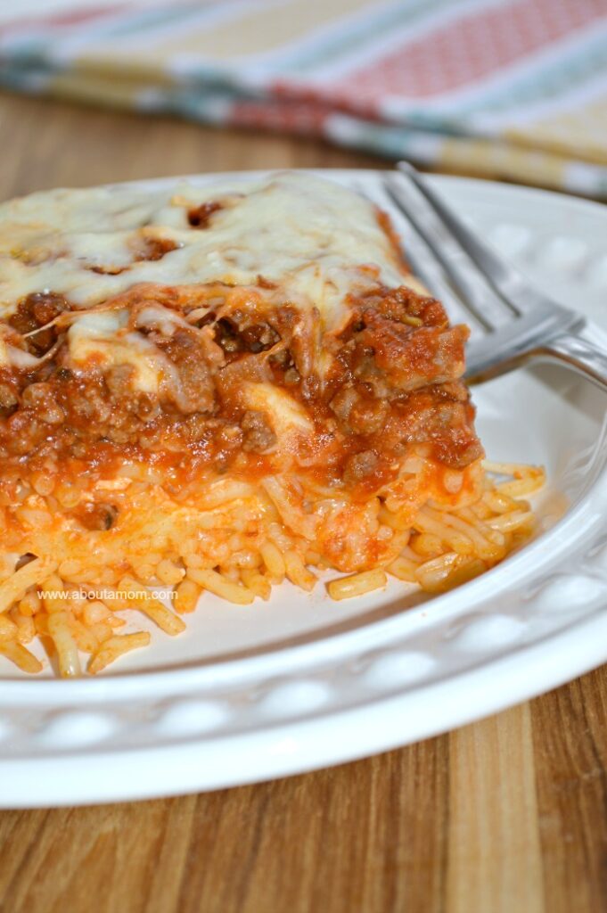 baked spaghetti on a plate 