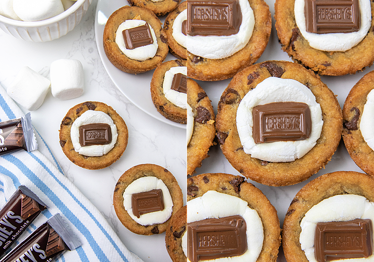 S'Mores Cookie Cups collage