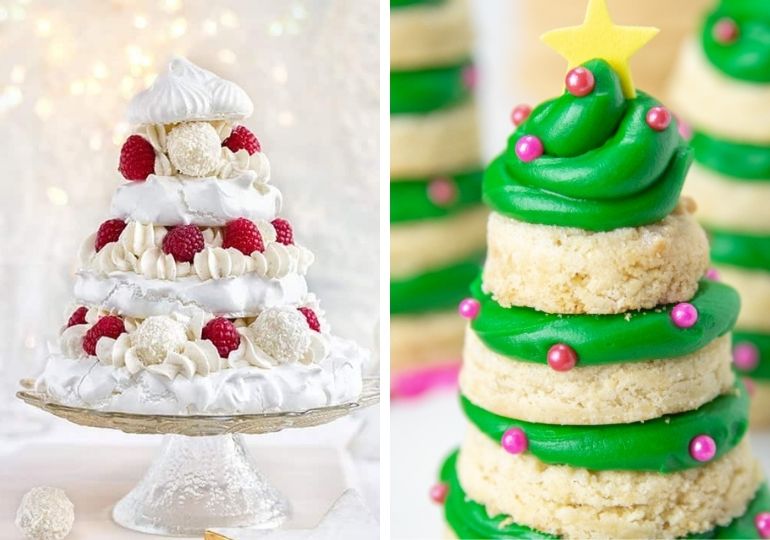 christmas tree dessert collage