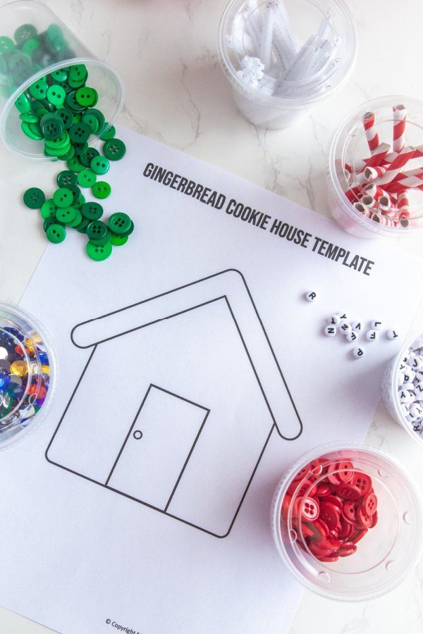 gingerbread paper cut out with tiems around it 