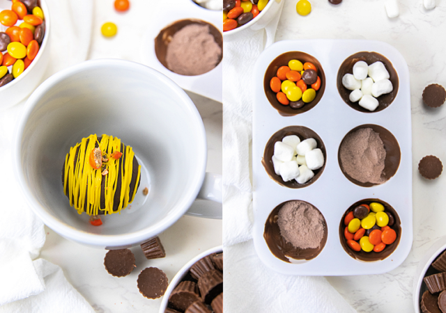 hot chocolate bomb collage