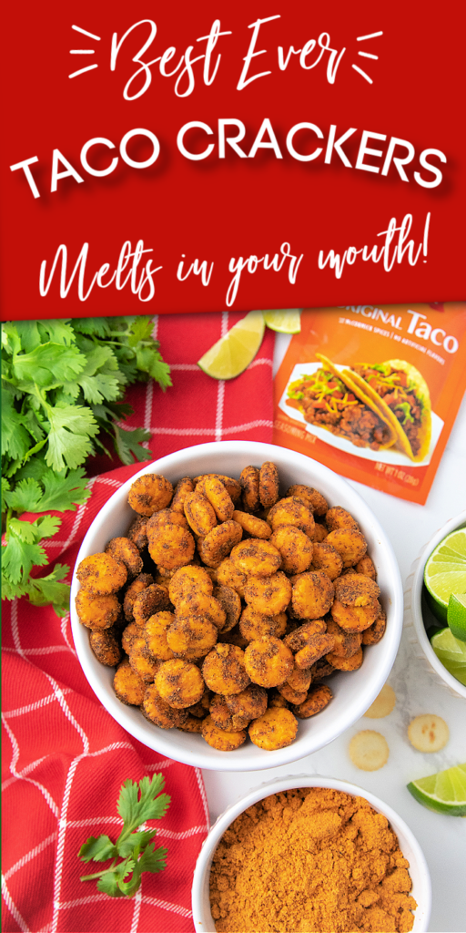Taco crackers take 3 ingredients to make and are a savory snack. These seasoned oyster crackers are great for parties, movie nights, and more. A budget friendly cracker recipe that is bursting with Tex Mex flavor. #passion4savings #seasoned #crackers #oystercrackers #taco #tacocrackers #best #affordable taco crackers