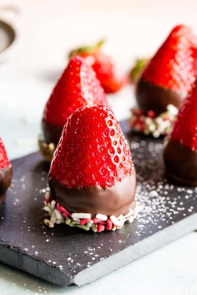 studded strawberries with chocolate 