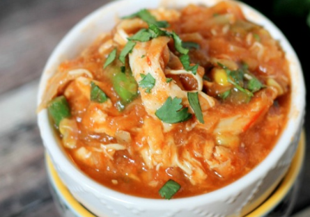 Mexican Stew in a bowl with garnish 