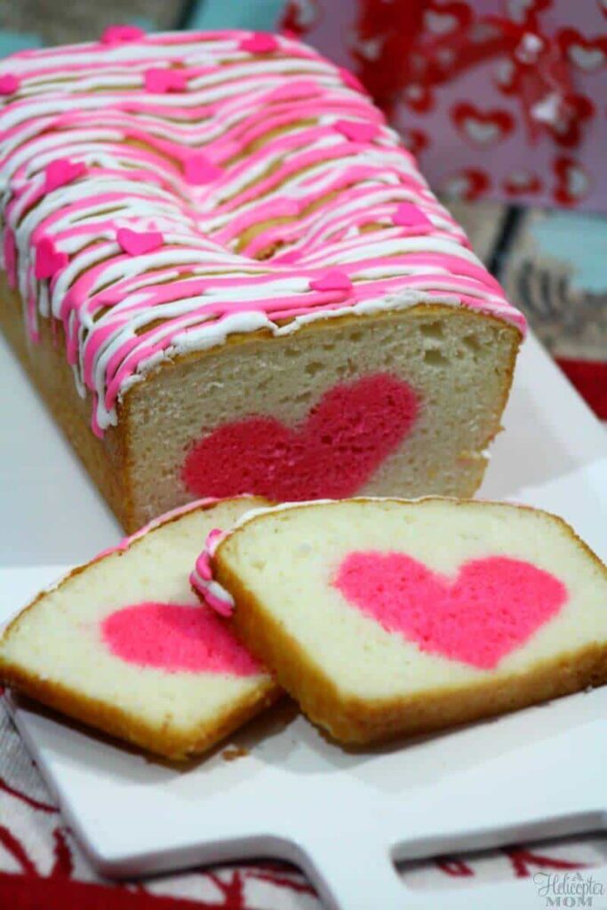 heart shaped quick bread on platter