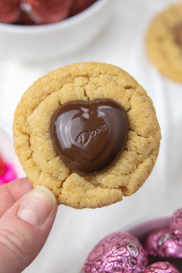 holding a peanut butter chocolate cookie