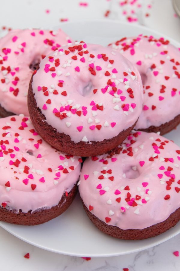 donuts stacked on a plate 