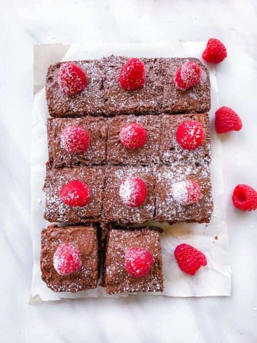 nutella brownie with berries on top