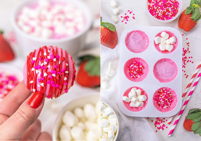 homemade strawberry valentine hot chocolate bomb (1)
