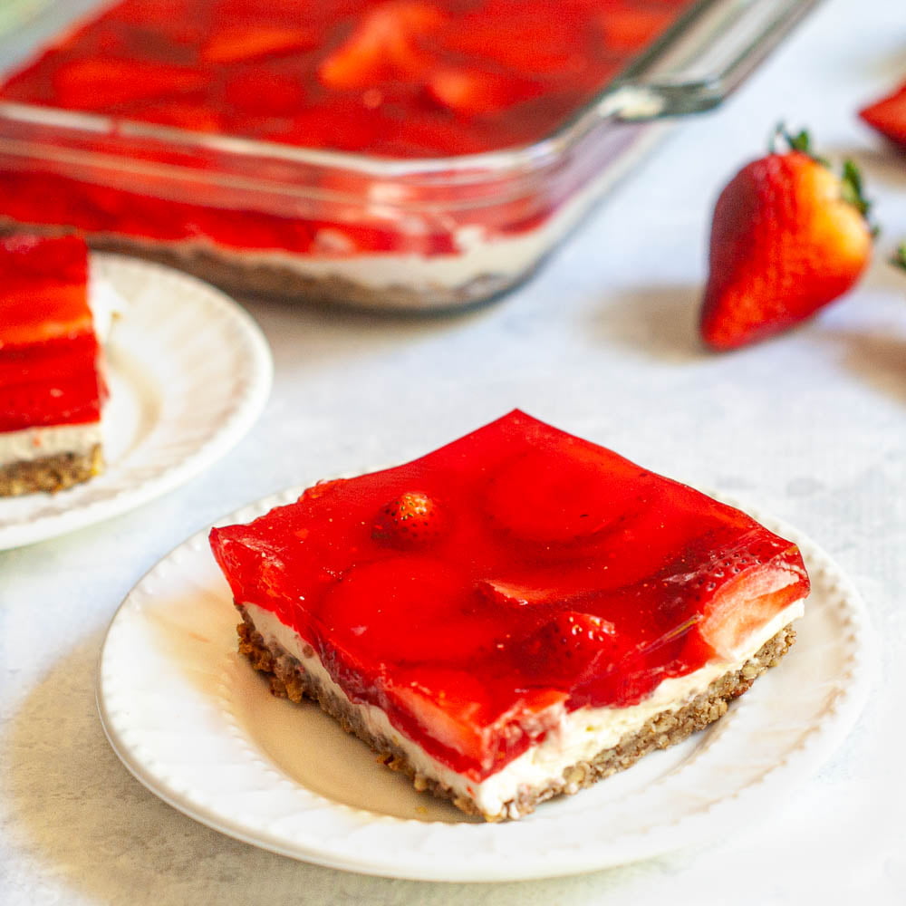 keto pretzel salad on plate 