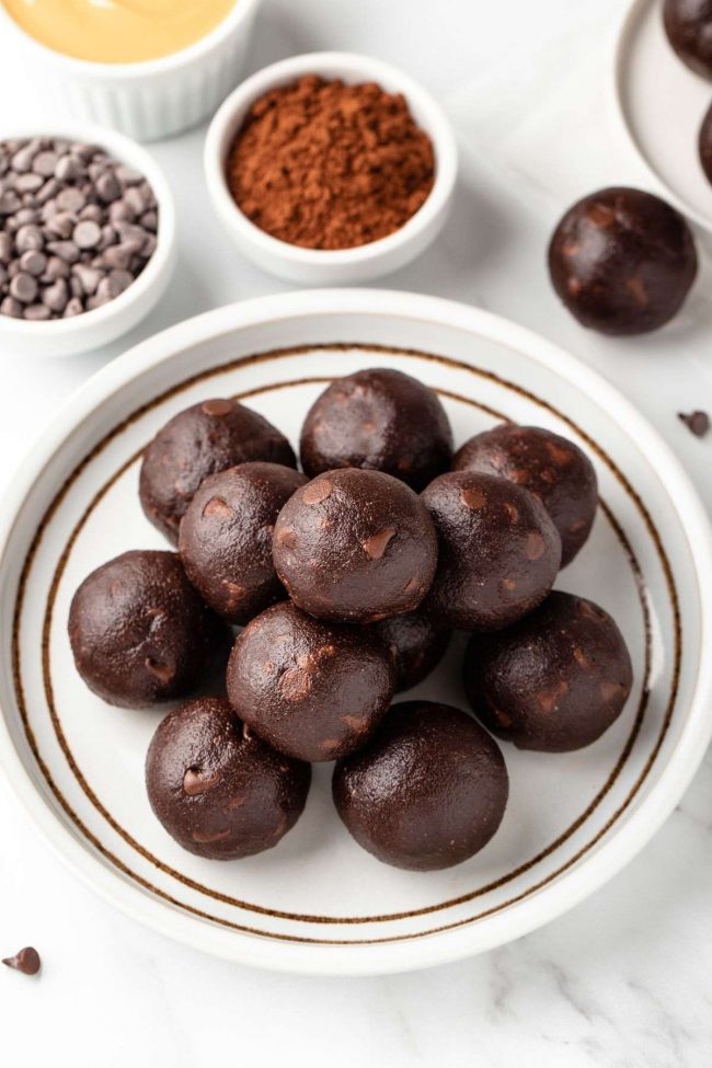 raw cocoa balls on a plate 