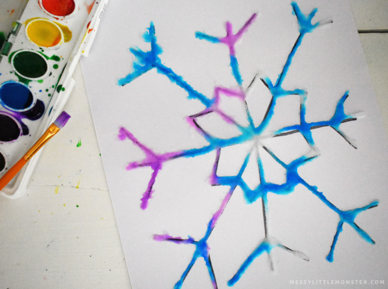 Winter Stem Activities for kids to help grown their minds, use their imagination and pass the time. Easy and fun winter activities to try. #passion4savings #stem #activity #project #learning #forkids #athome #indoors snowflake painted on paper