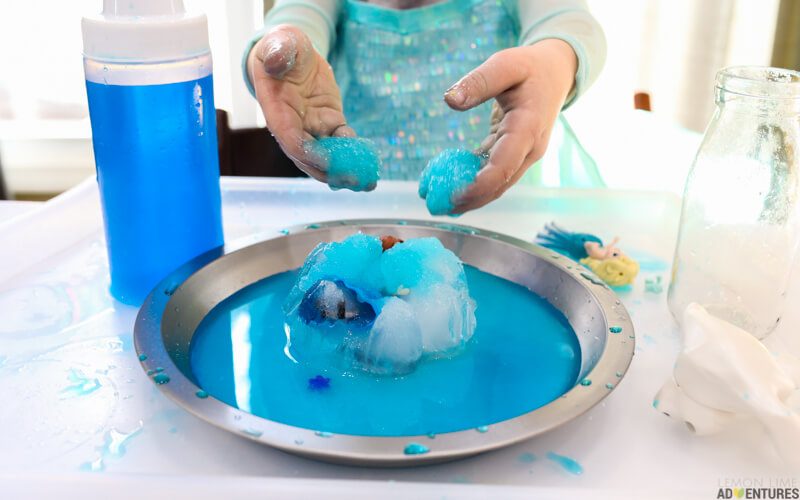 frozen science experiement in pie pan 