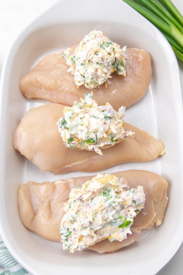 cheesy chicken in casserole pan