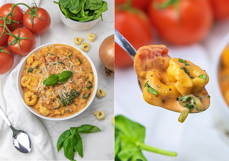 collage of soup in a bowl