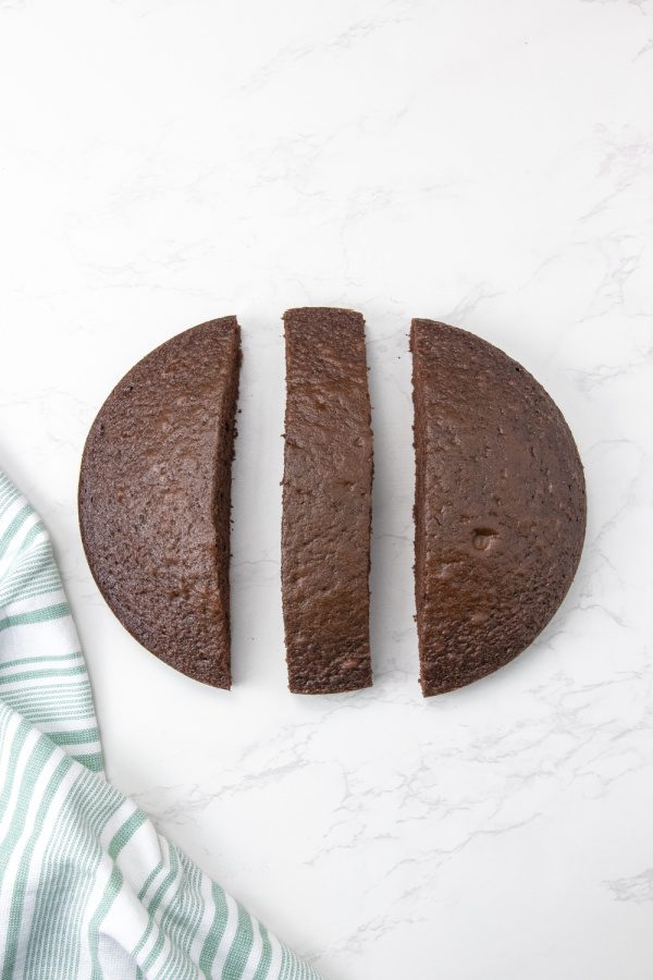 sliced cake on marble counter