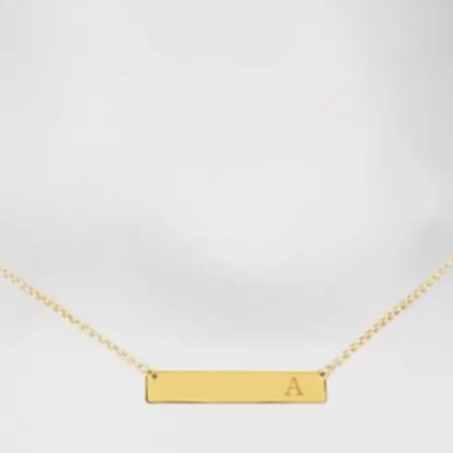 gold initial bar necklace