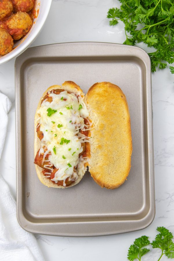 cheese on a meatball sub sandwich