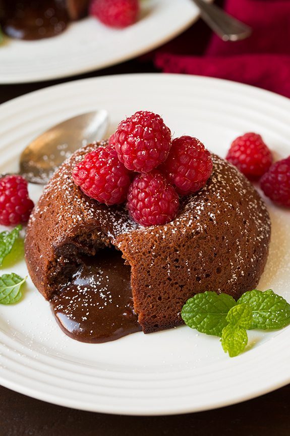 molten lava cake on plate 