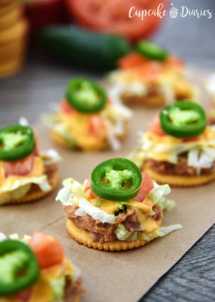 tostada crackers on tray