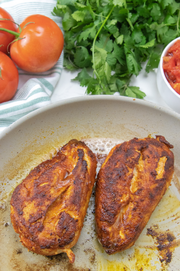 chicken seared in pan 