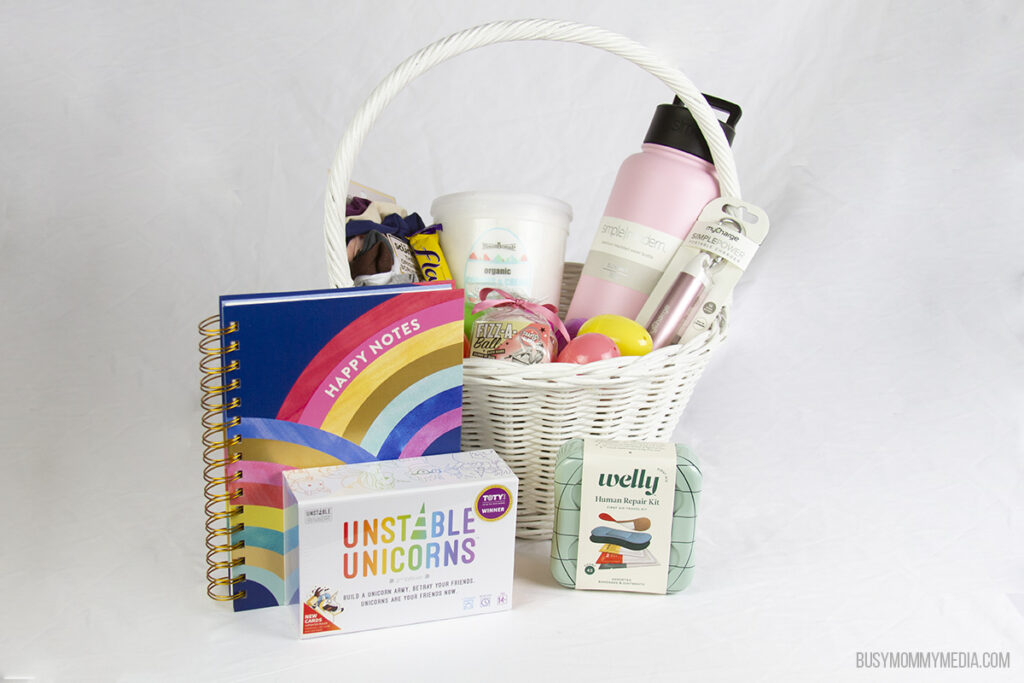 teen easter basket on a white table 