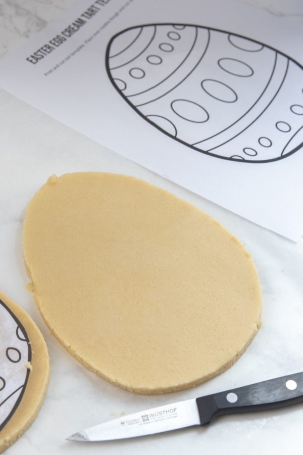 sugar cookie dough with paper template