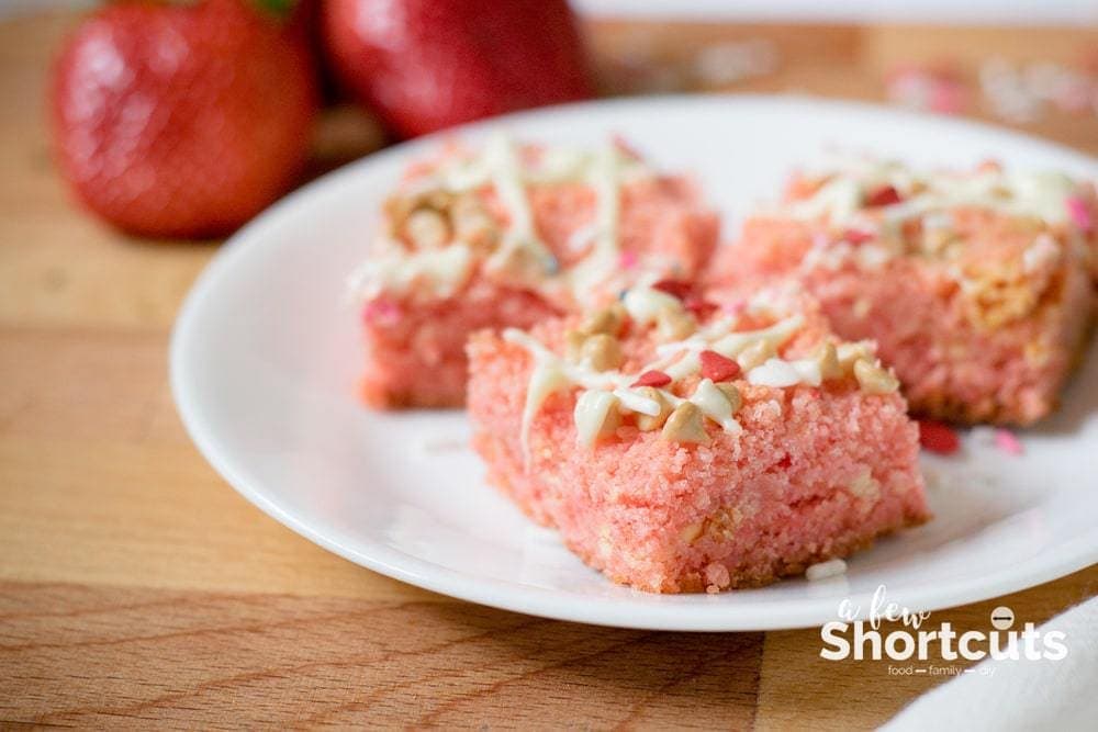 strawberry magic bars on a plate 