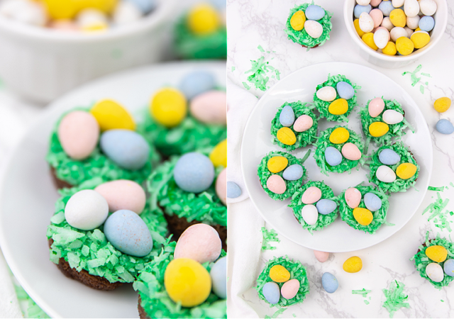 collage of Easter brownies
