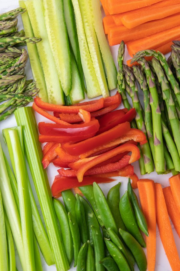 arrangement of veggies on counter
