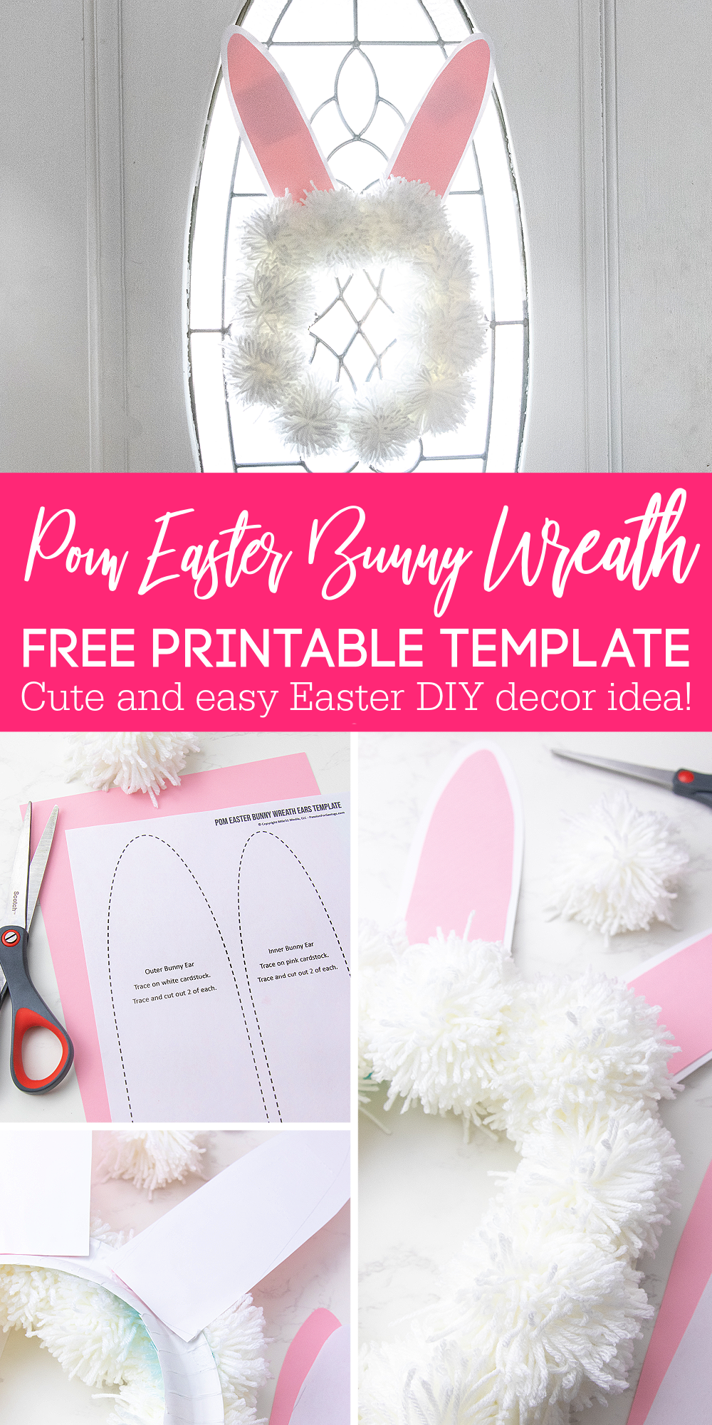 pom easter bunny wreath 