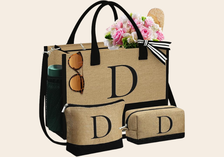 CUTE Initial Tote and 2 Makeup Bags JUST $12.99 (reg $36)!