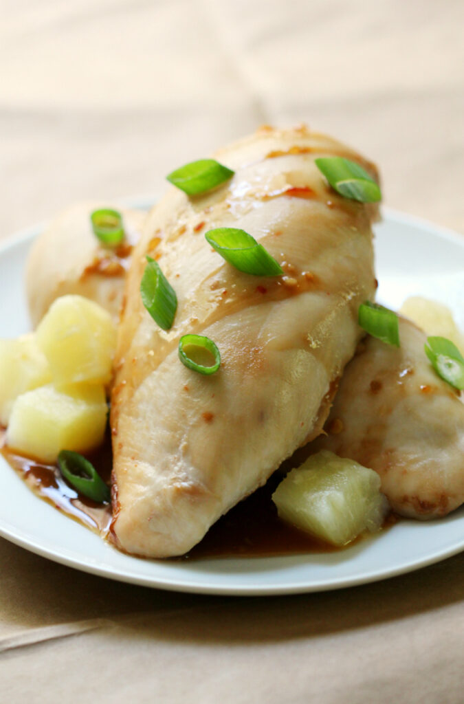 pineapple teriyaki chicken on plate 