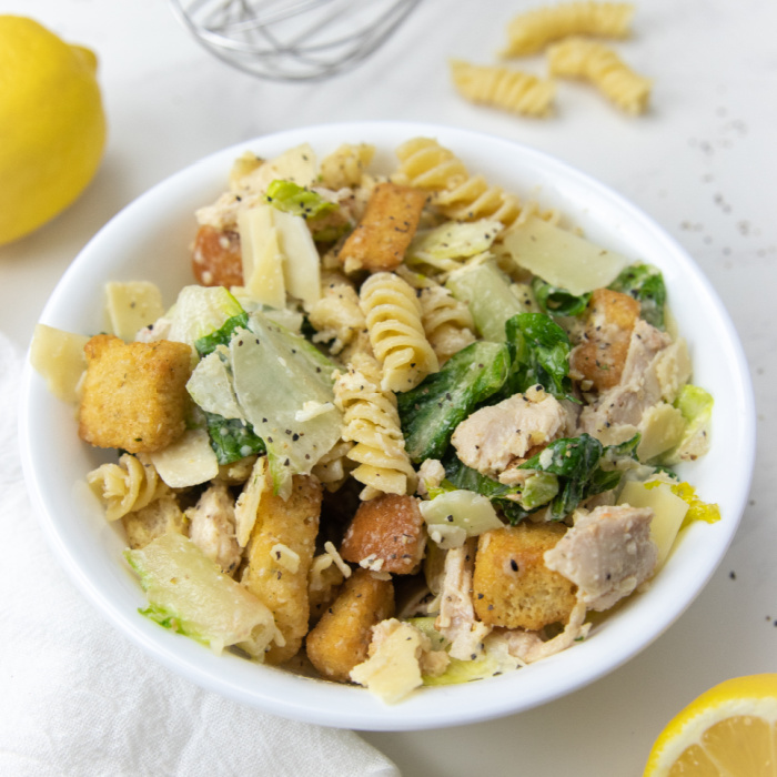 caesar salad in a bowl 