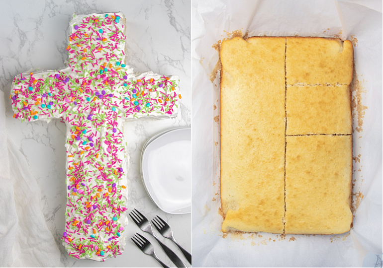 collage of Easter cake cross