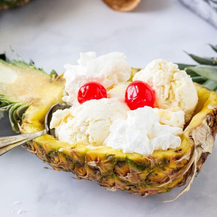 ice cream in a pineapple 