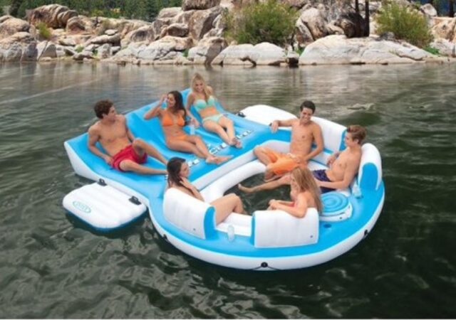 Floating Island Lake Raft Lounge If you want a really fun way to spend some time at the lake then check out these Lake Rafts!