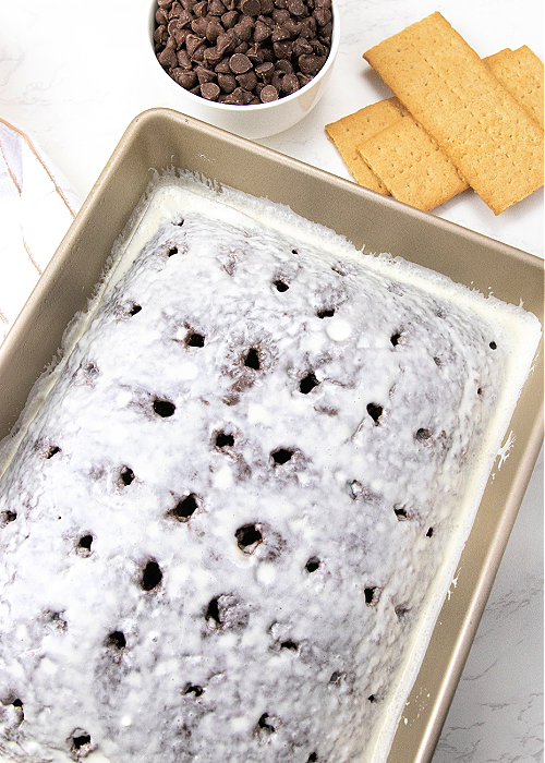 S'Mores Poke Cake Step by Step