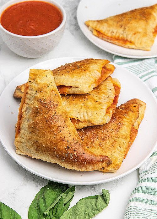 Plate of homemade pizza pockets