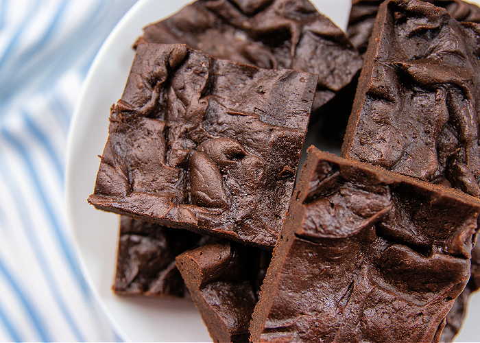 brownies arranged on a platter