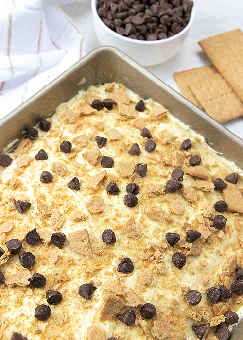 S'Mores Poke Cake in Pan