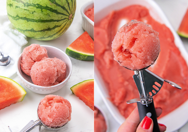 scoop of watermelon gelato