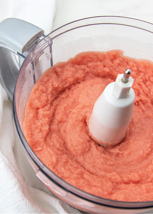 watermelon gelato in a food processor